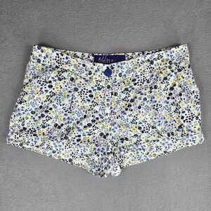 Miley Cyrus Max Azria Shorts Womens 7 White Blue Floral Print Button Fly Pockets